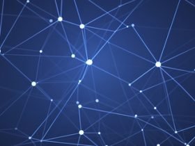 Graphic abstract background communication. Perspective backdrop of depth. Big data complex. Minimal array with compounds lines and dots. Digital data visualization. Big data illustration, generate ai