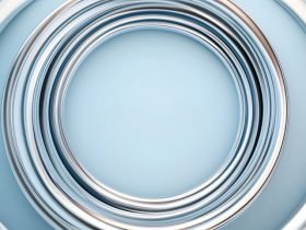 Two mirrors angled towards each other,creating an infinite series of reflections that represent the continuous feedback loops and iterative processes driving innovation and improvement in business.